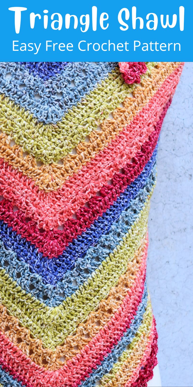 pinterest pin image for Lyla Easy Crochet Triangle Shawl
