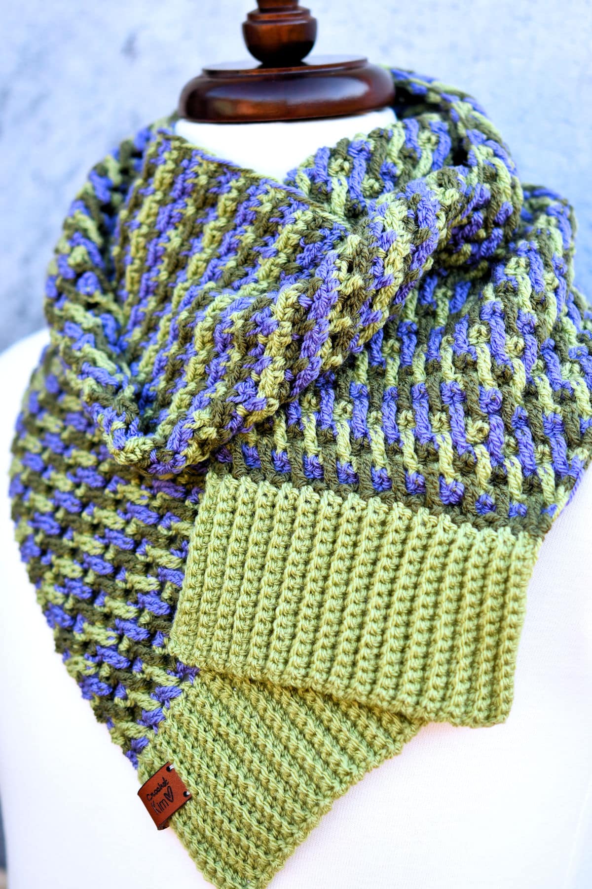 3 Color Crochet Scarf | Diagonal Drifts  by Kim Guzman