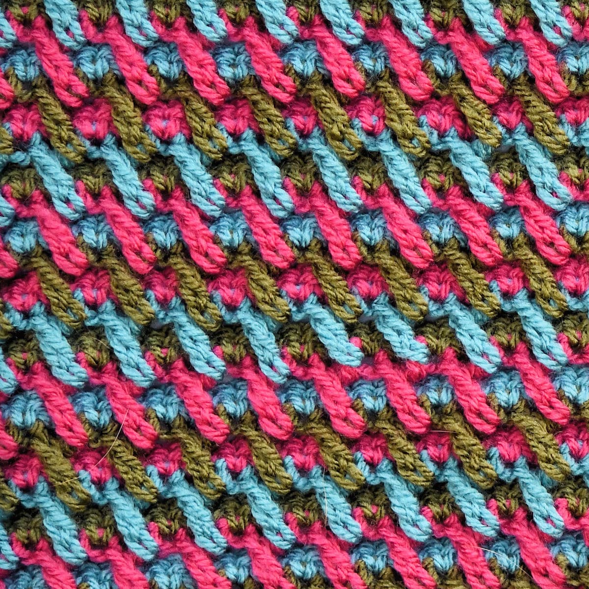 closeup of front of Diagonal Drifts Crochet Scarf
