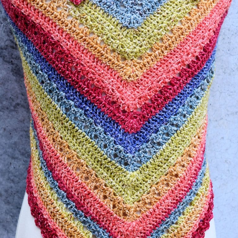 Easy Crochet Triangle Shawl in Cake Yarn Free Crochet Pattern