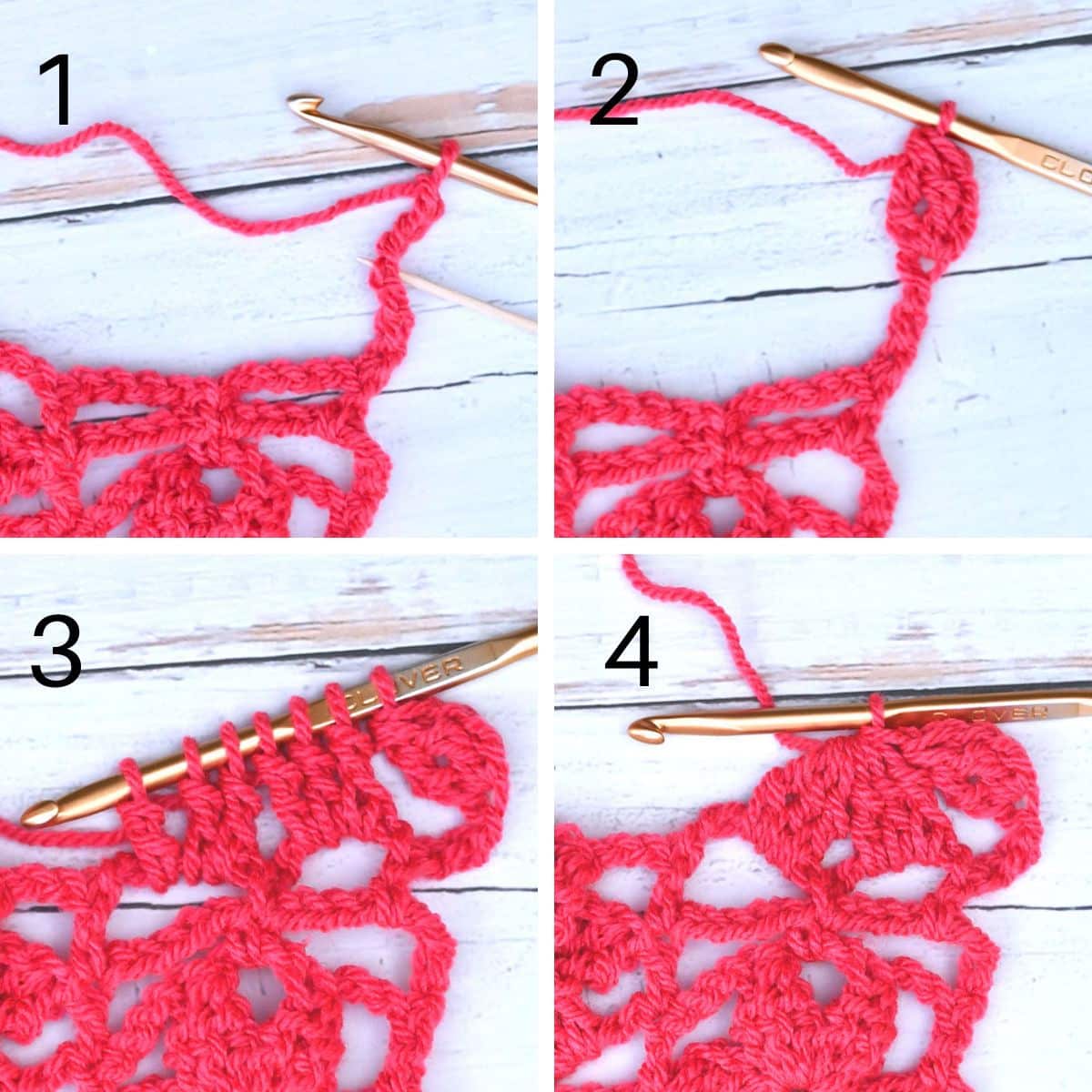 On the Vine Rectangle Shawl tutorial step by step photos