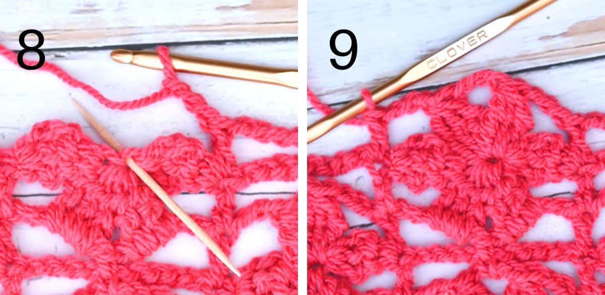 On the Vine Rectangle Shawl tutorial step by step photos