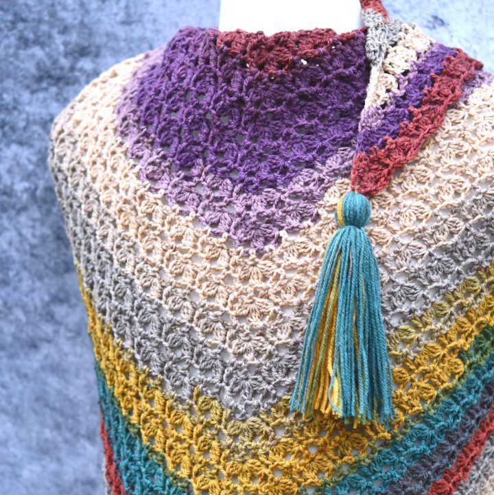 Crochet Triangle Shawl in Mandala Yarn Free Crochet Pattern - Make It