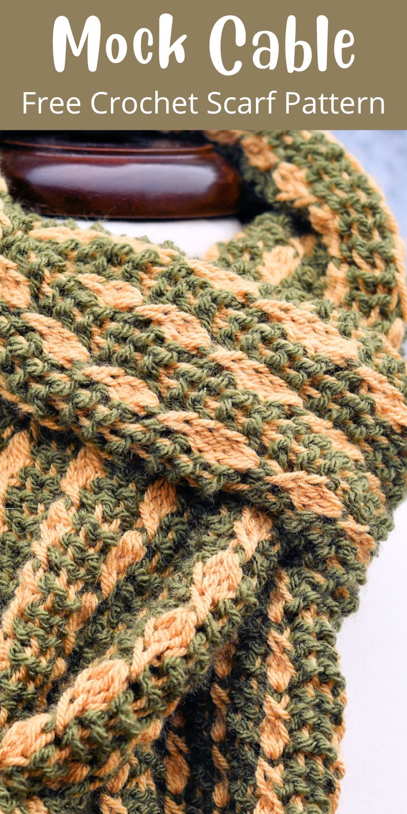 pinterest pin for Tunisian Mock Cable Scarf