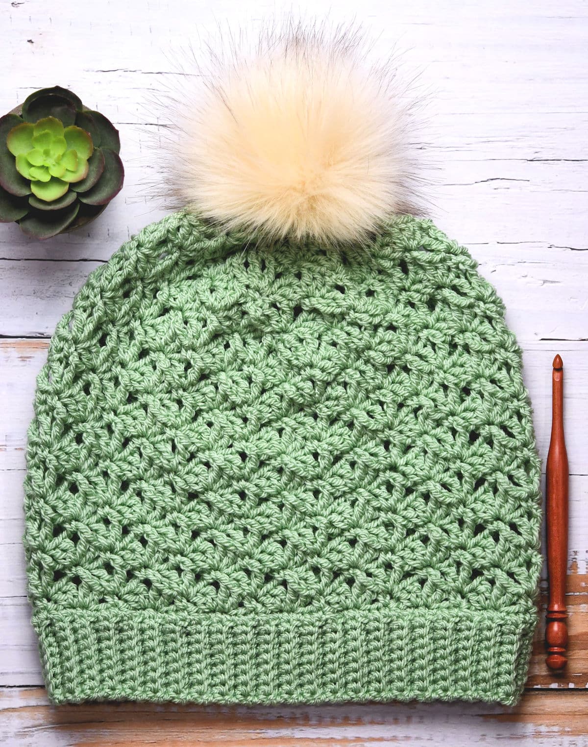 Crochet Shell Stitch Hat Free Pattern by Kim Guzman