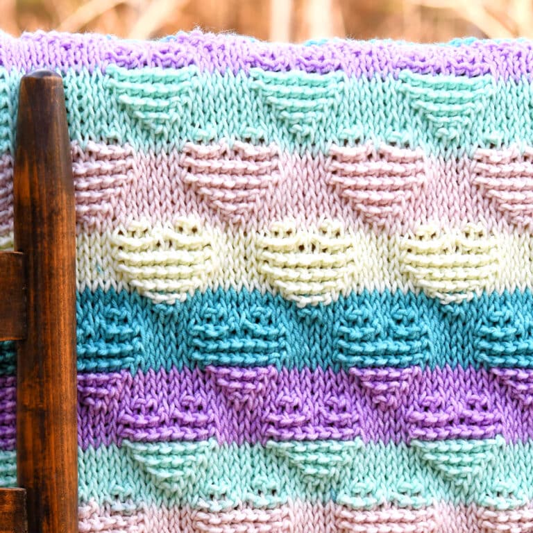 Tunisian Baby Blanket | Striped Hearts Free Crochet Pattern
