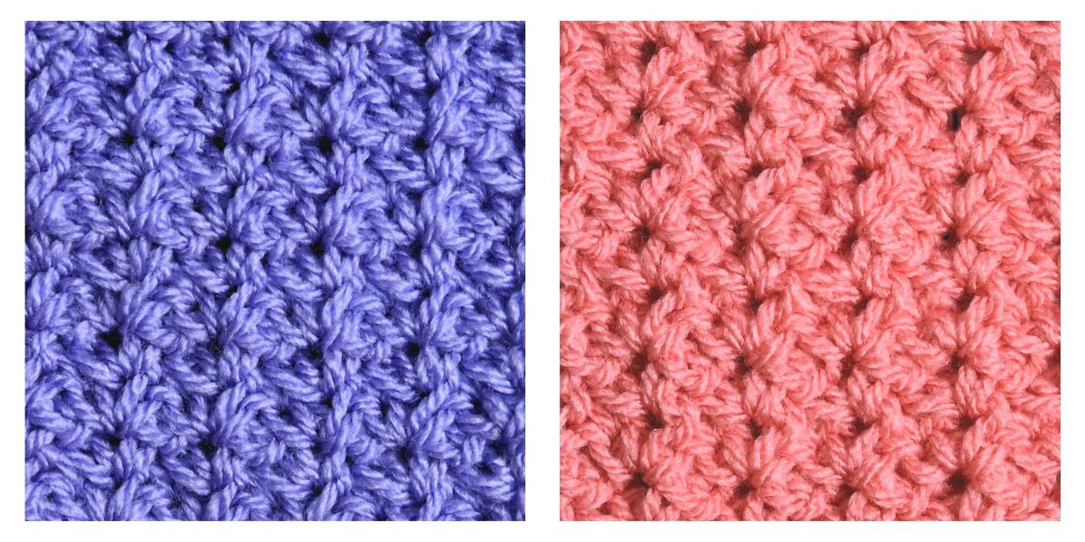 crochet spider stitch vs modified spider stitch collage