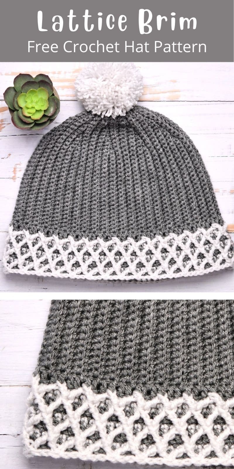 pinterest pin for Lattice Brim Hat free crochet pattern