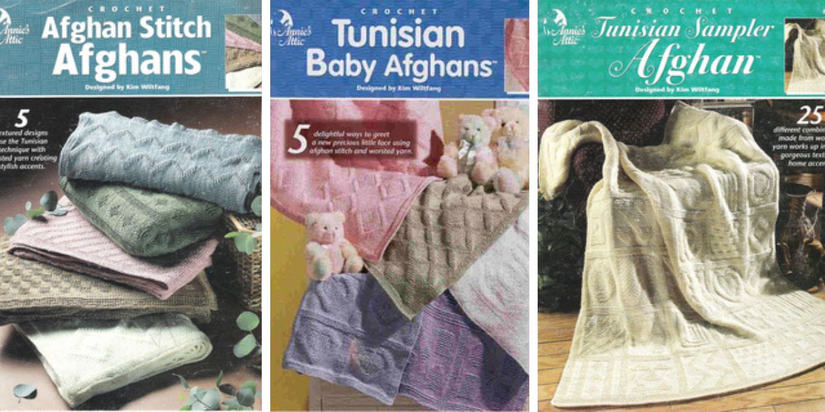 3 vintage tunisian crochet afghan books