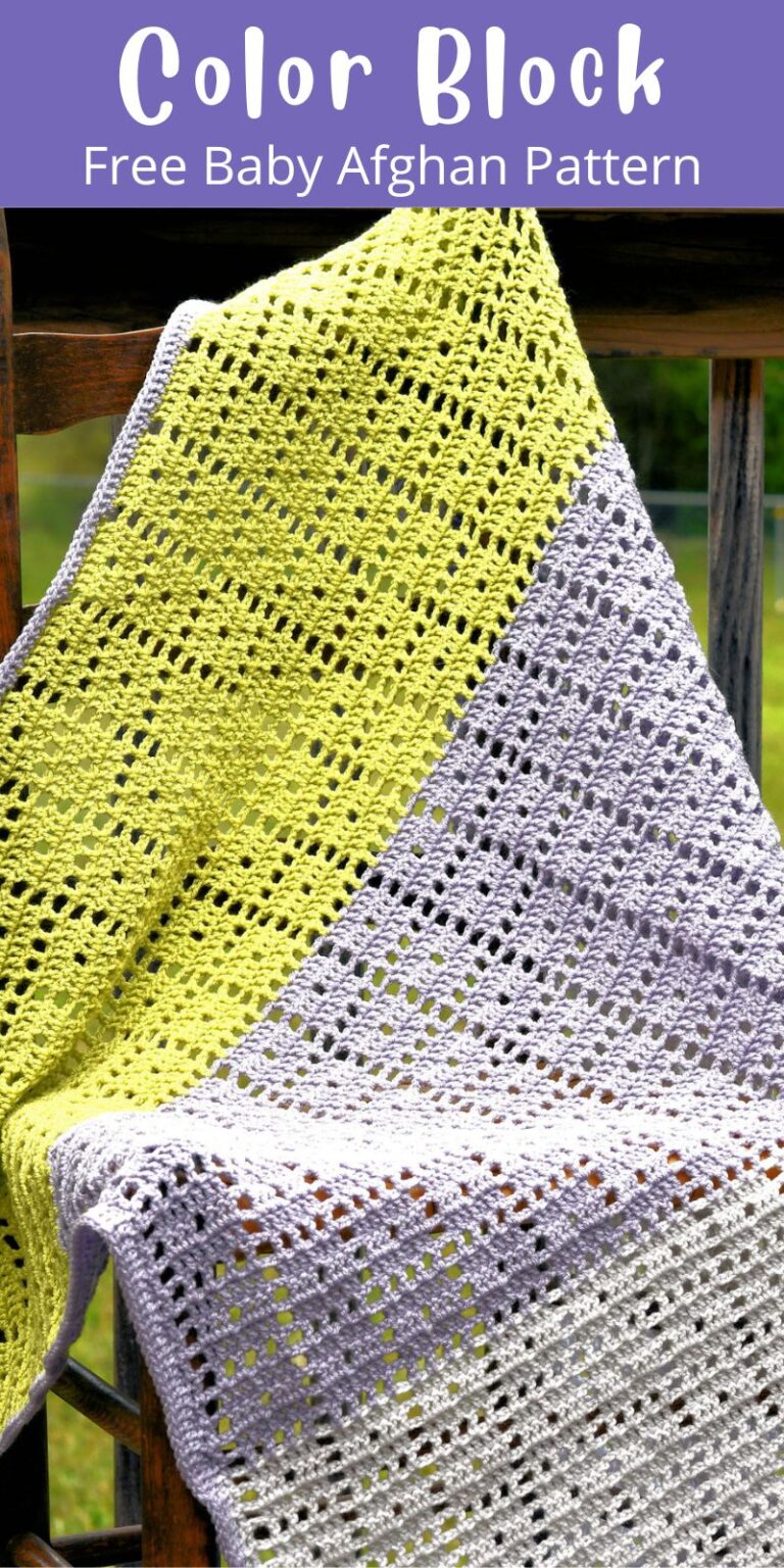 Color Block Filet Crochet Baby Blanket Free Crochet Pattern - Make It ...