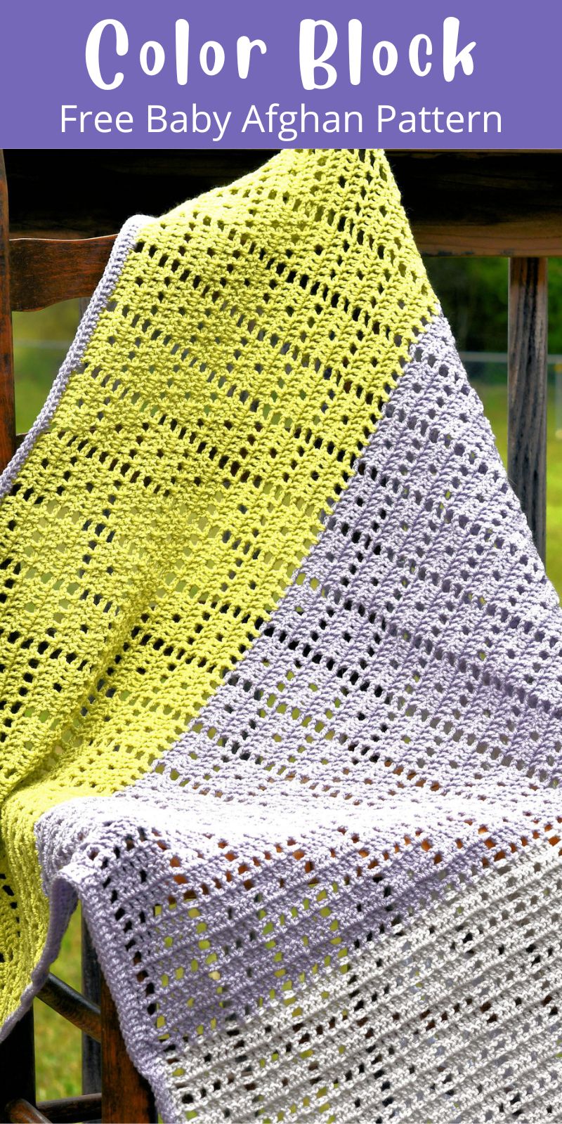 pinterest pin for color block filet crochet pattern
