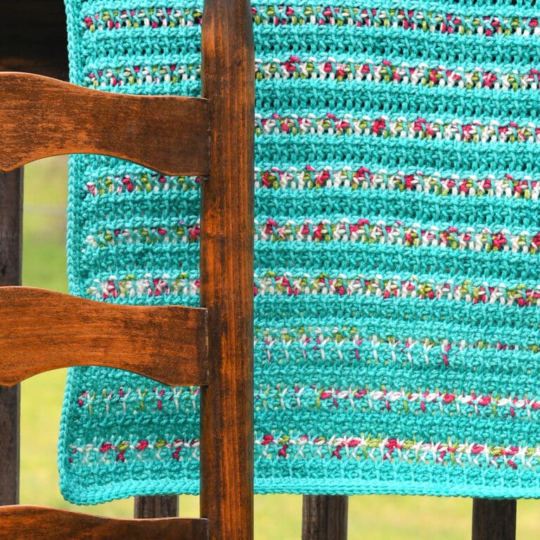 Floral Illusions Tunisian Baby Afghan Free Crochet Pattern