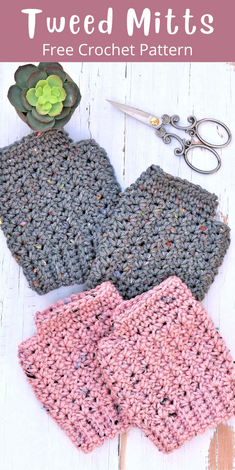 pinterest cover pin for Impeccable Tweed Mitts by Kim Guzman