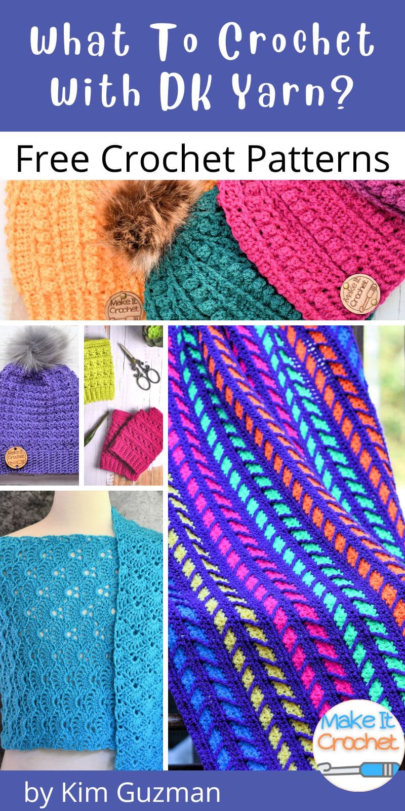 pinterest collage of special dk yarn projects by kim guzman