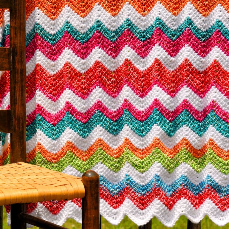 Easy Tunisian Ripple Baby Blanket in Mandala Yarn Free Crochet Pattern