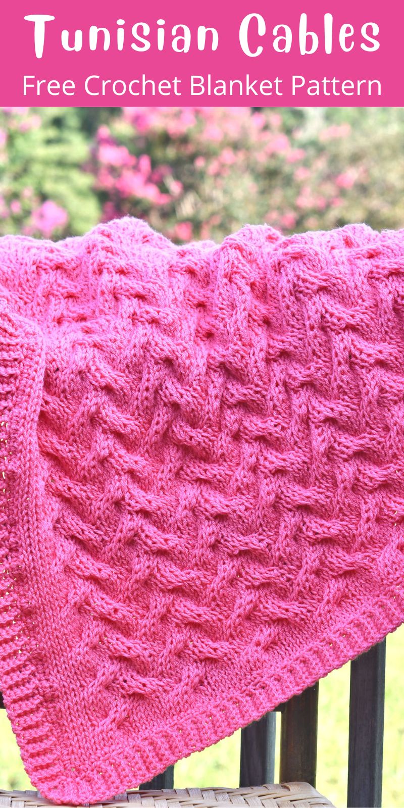 pinterest cover for Tunisian Cables Baby Blanket Pattern
