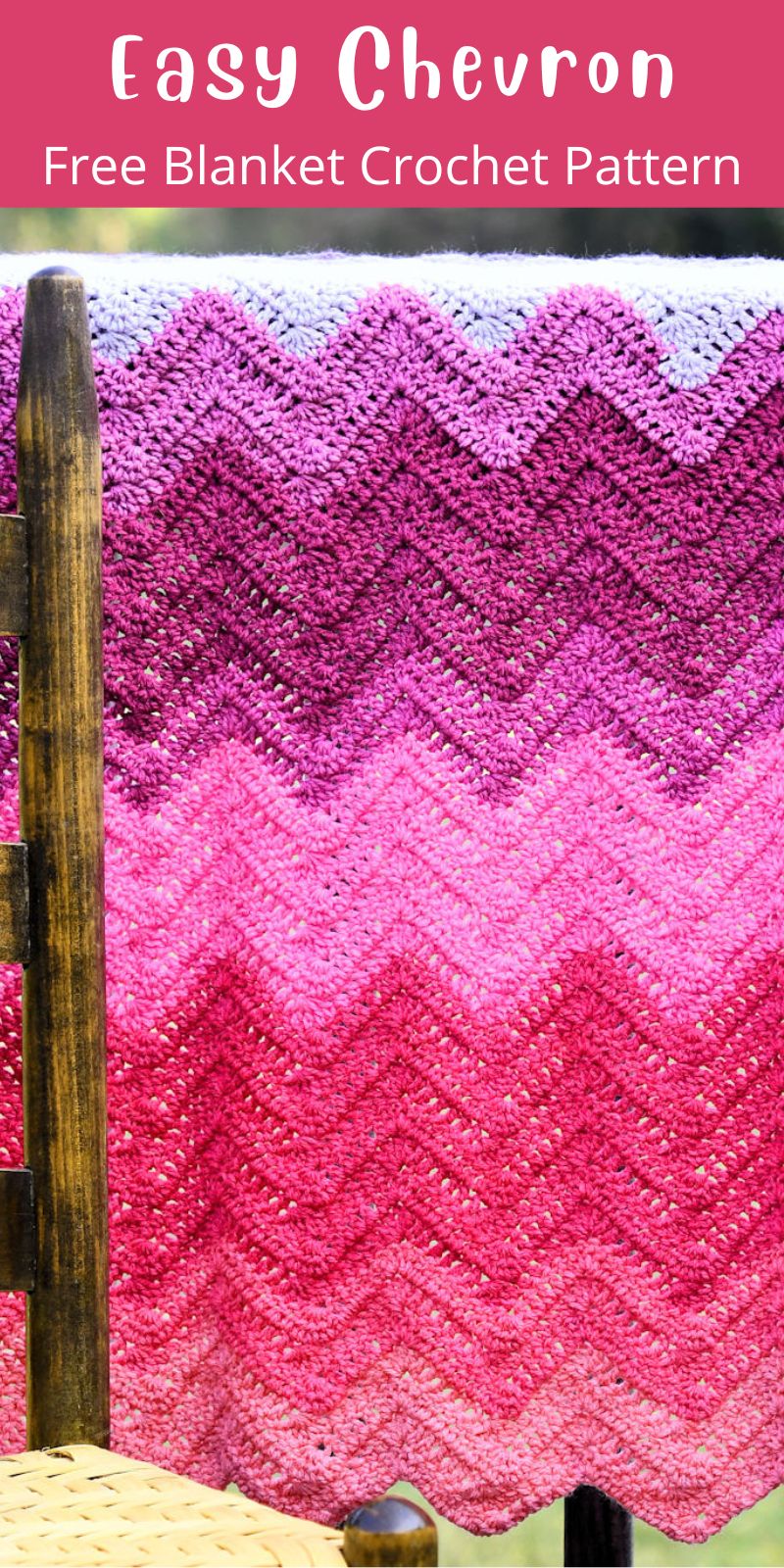 Pinterest pin for Double Crochet Chevron Baby Blanket