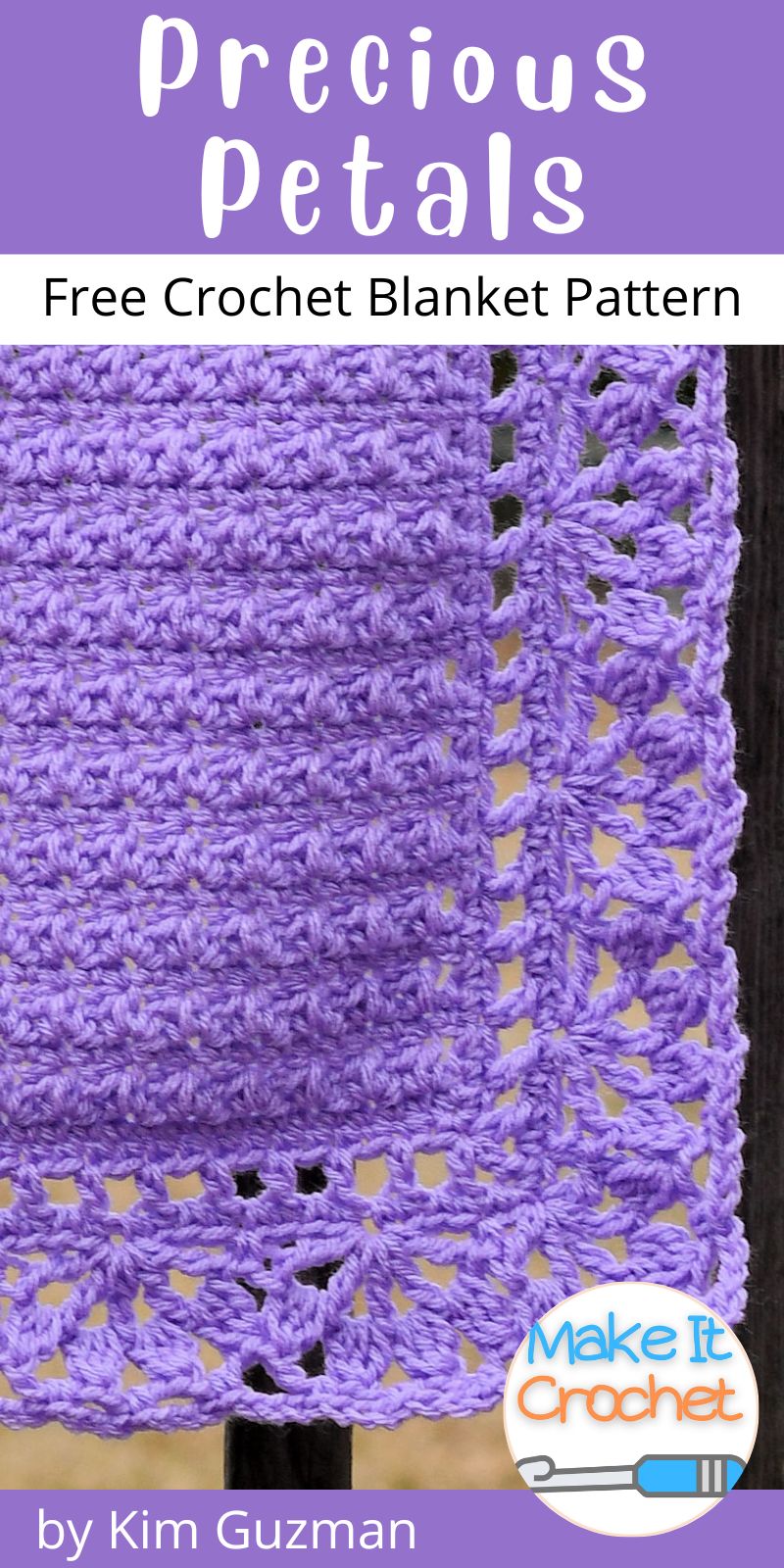 pinterest pin for lacy baby blanket from Make It Crochet