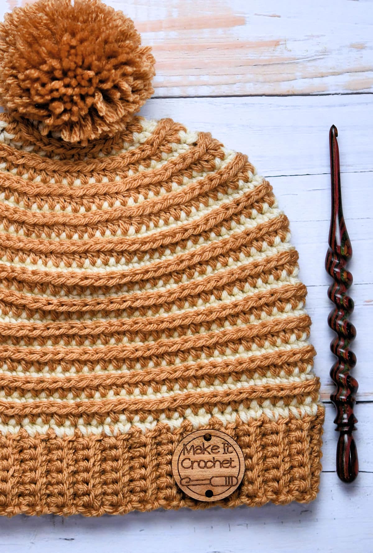 Basic Beginner Bean Hat free crochet pattern with Big Twist yarn