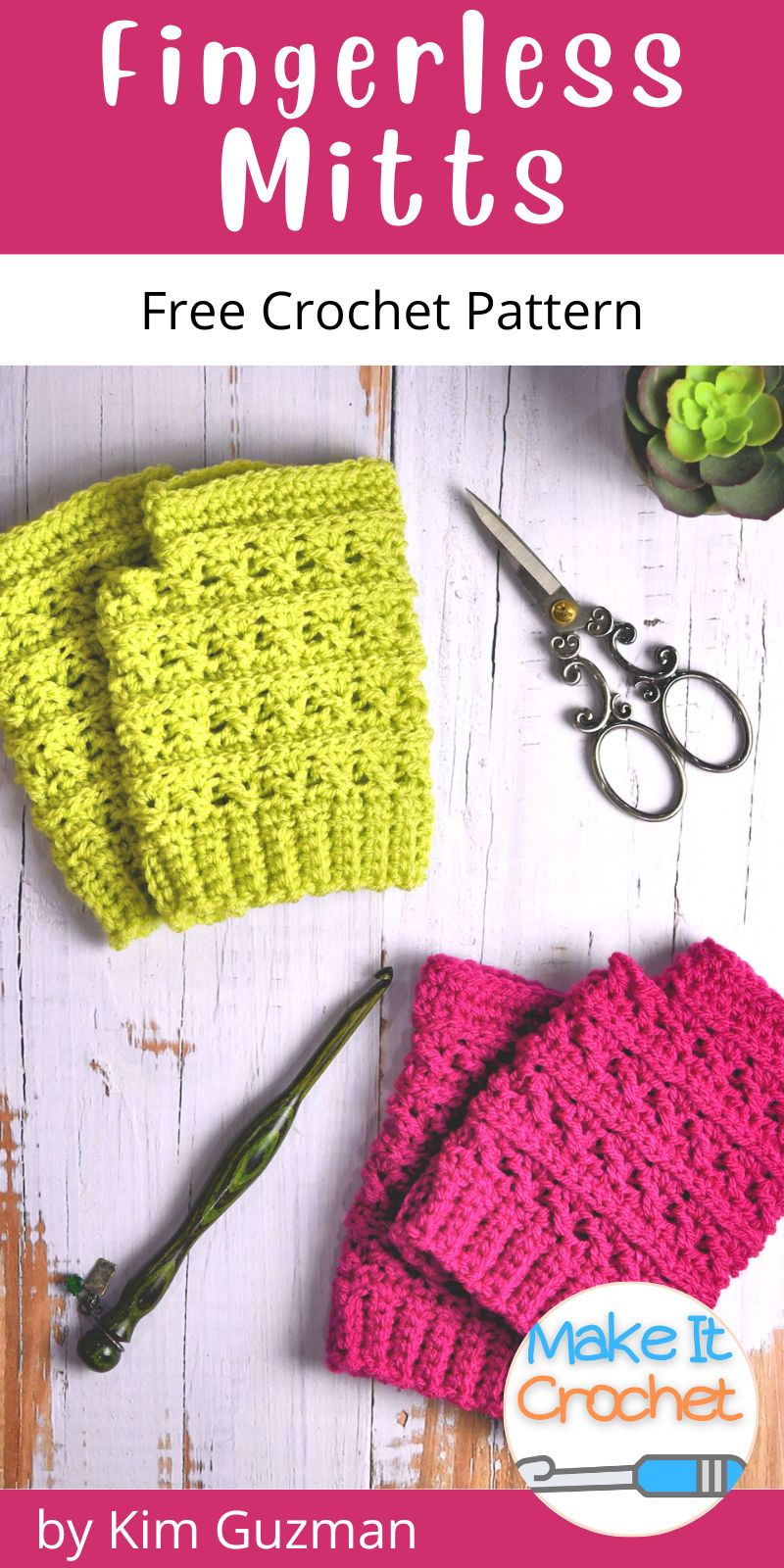 pinterest cover for Sweet Pea fingerless mitts free crochet pattern