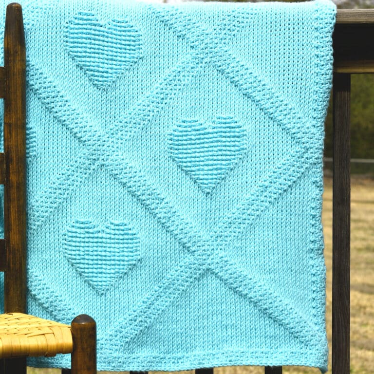 Diamond Hearts Throw Free Tunisian Crochet Pattern