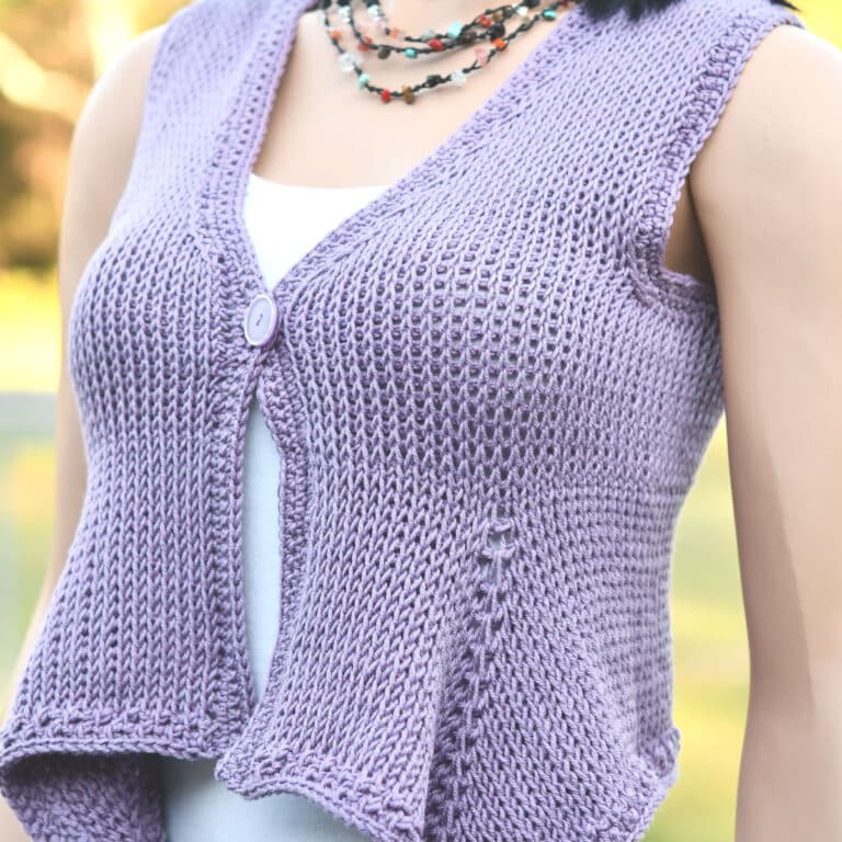 Cascade Mitered Vest Free Tunisian Crochet Pattern