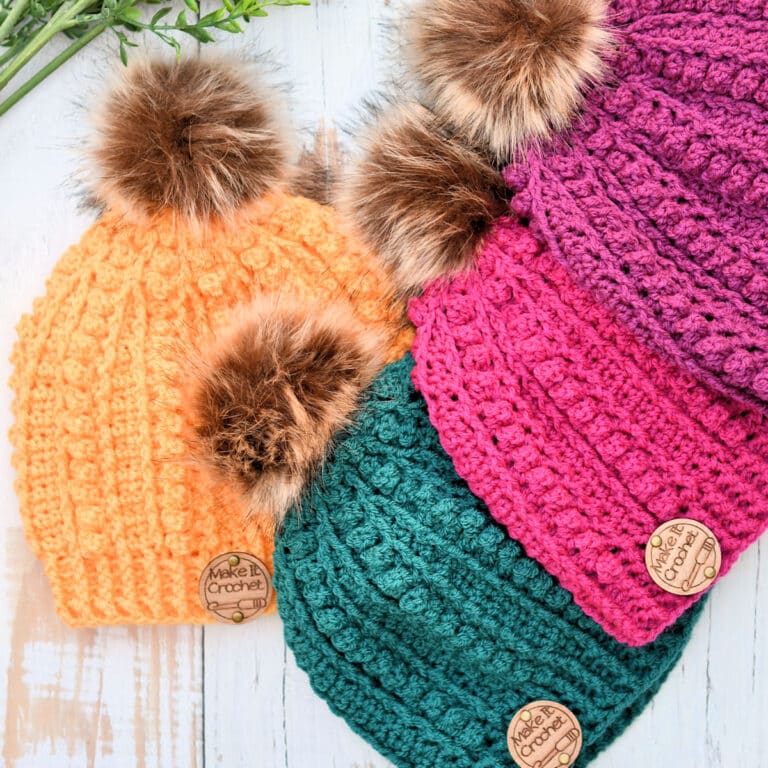 Popcorn Columns Hat Free Crochet Pattern