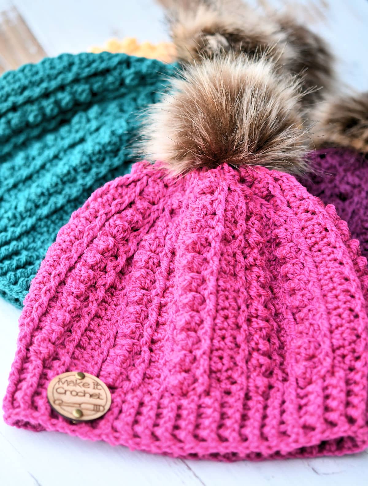 Popcorn Columns Hat Free Crochet Pattern by Kim Guzman