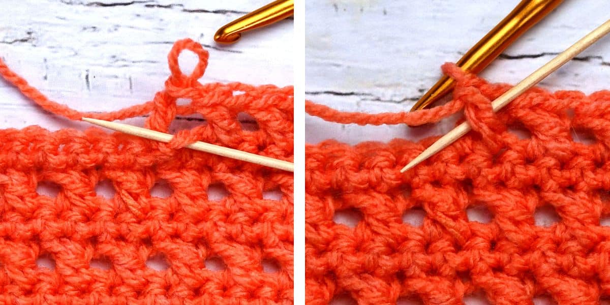 how to make a crossed double crochet from front of work