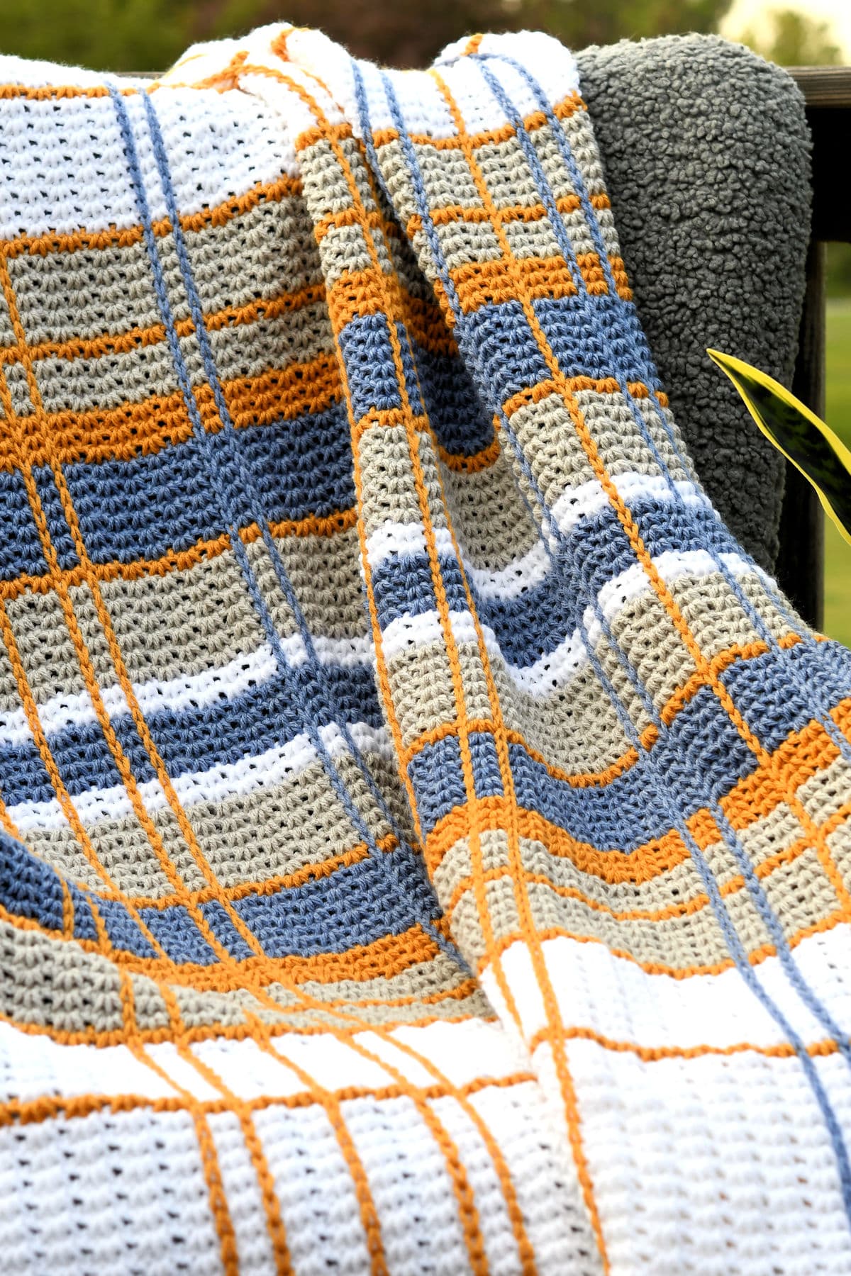 Plaid Tunisian Crochet Afghan Free Pattern by Kim Guzman