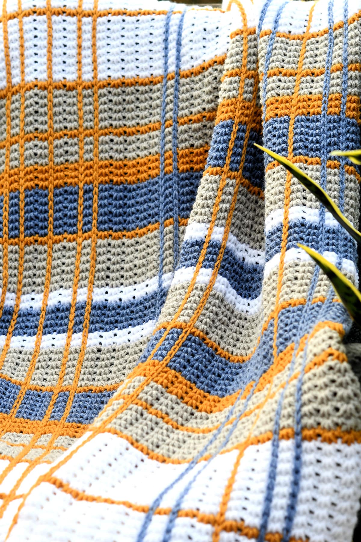 Plaid Tunisian Crochet Afghan Free Pattern by Kim Guzman