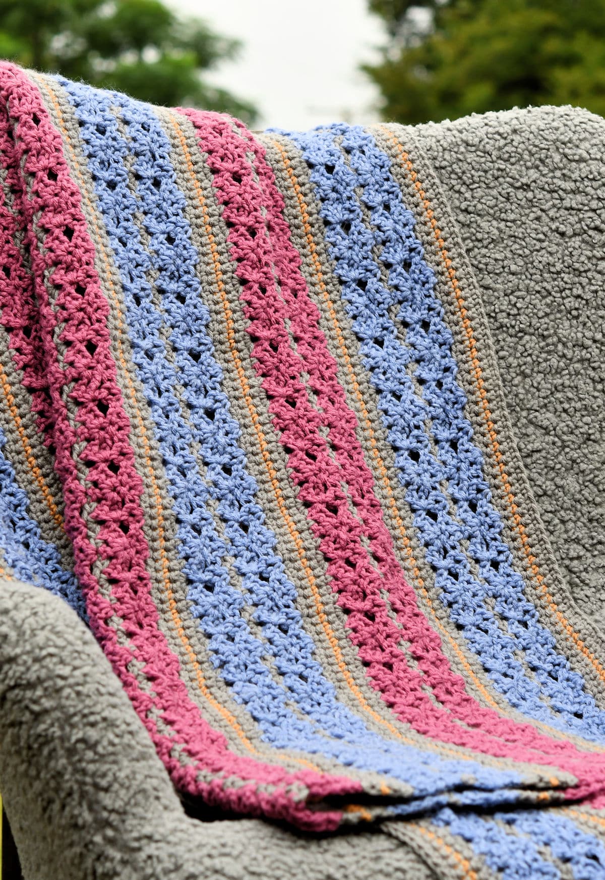 Striped Crochet Blanket Free Crochet Pattern by Kim Guzman