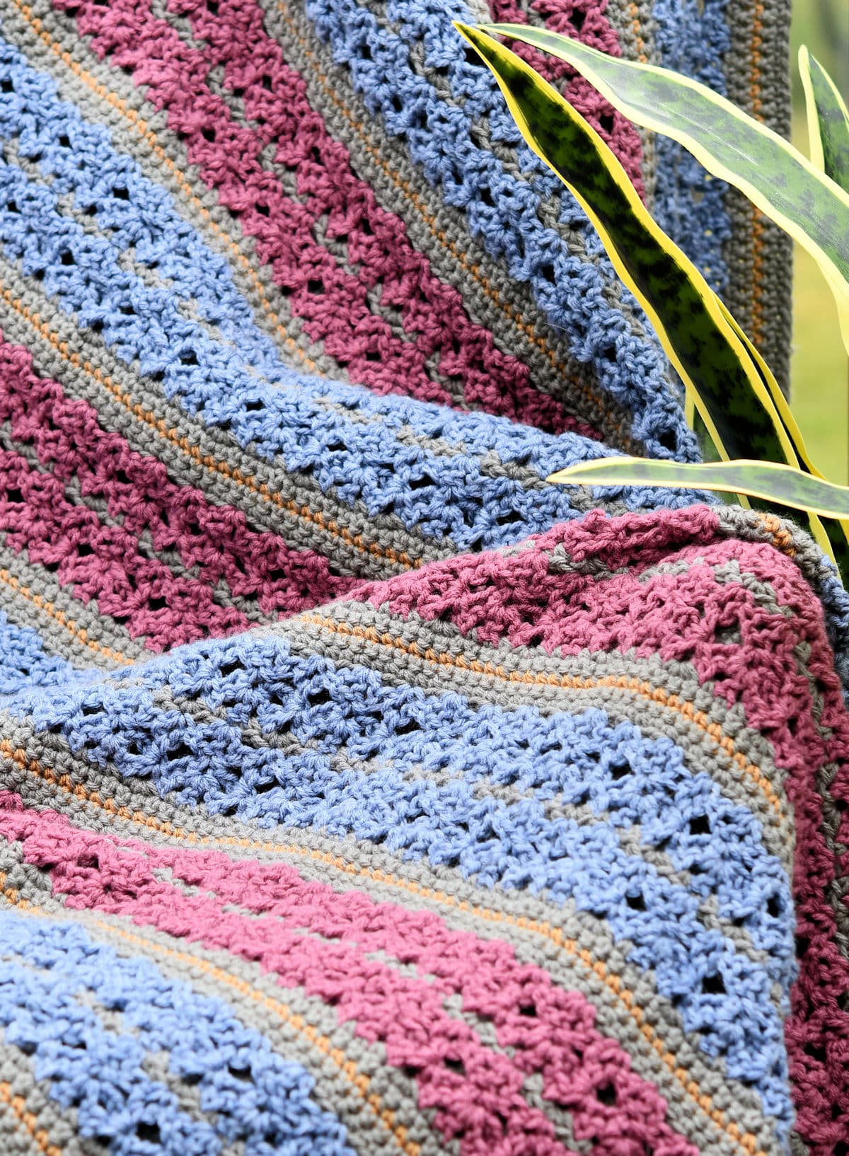Striped Crochet Blanket Free Crochet Pattern by Kim Guzman