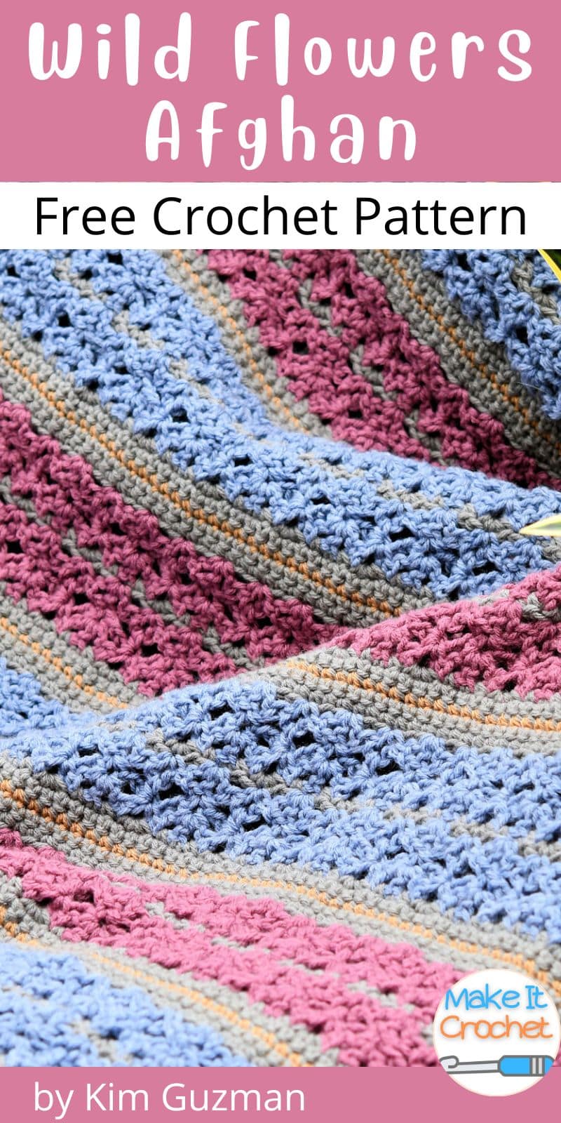Wild Flowers Striped Afghan pinterest cover