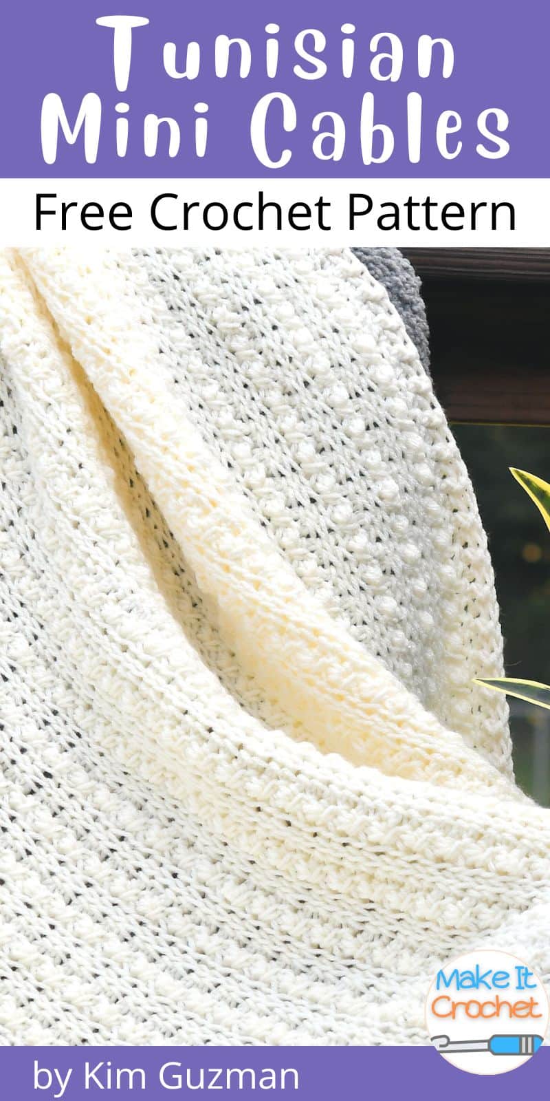 Tunisian Mini Cables Afghan pattern pinterest cover pin
