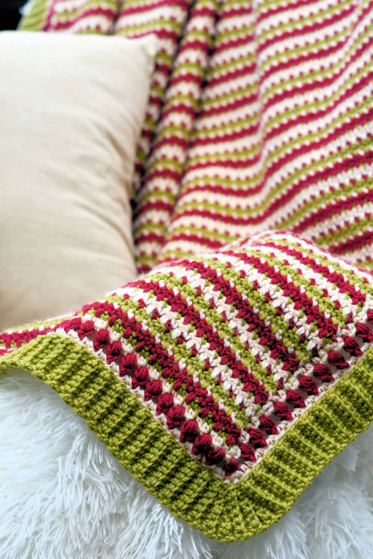 Faux Fair Isle Christmas Afghan Free Crochet Pattern by Kim Guzman