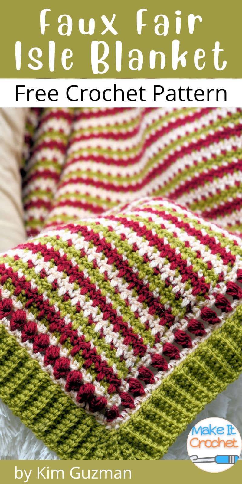 pinterest cover for Faux Fair Isle Blanket