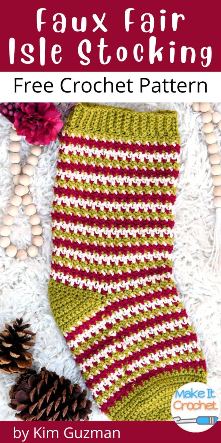 Faux Fair Isle Christmas Stocking Free Crochet Pattern - Make It Crochet