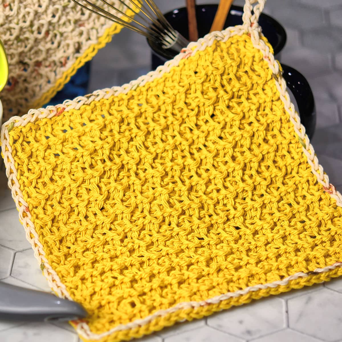 Linen Ridge Dishcloth Free Tunisian Crochet Pattern