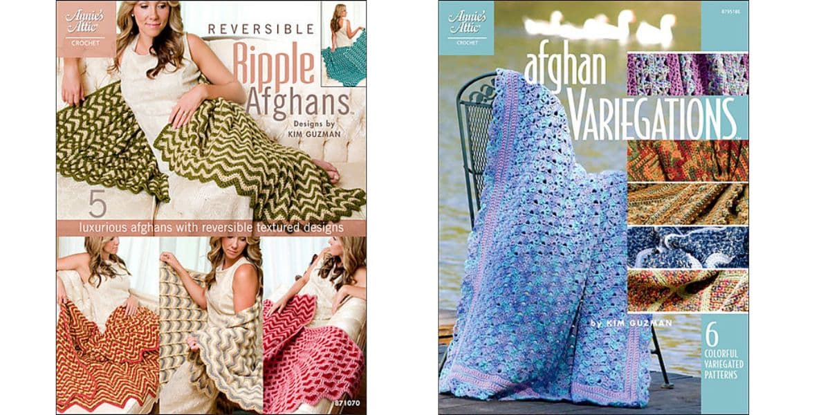Kim Guzman's published work of Reversible Ripple Afghans and Afghan Variegations