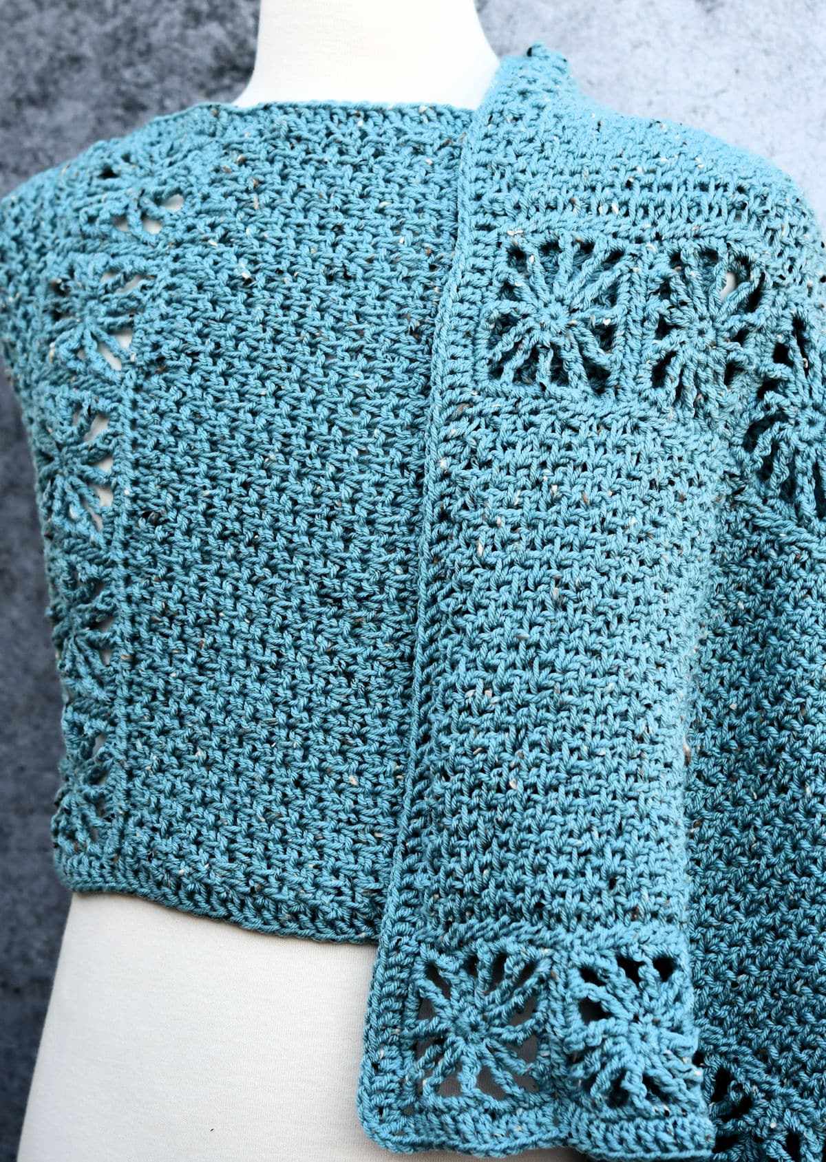 Tunisian Seed Stitch Wrap Free Crochet Pattern by Kim Guzman