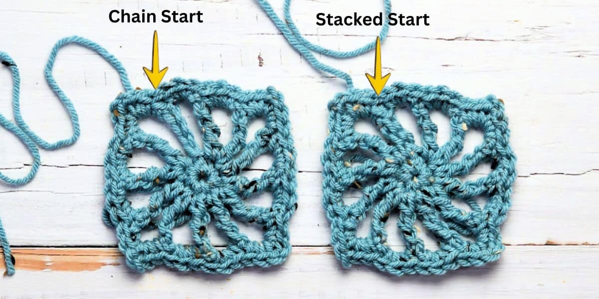 difference between chain up beginning and stacked single crochet beginning