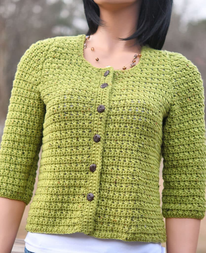 Crossed Stitch Button Front Cardigan Free Crochet Pattern - Make It Crochet