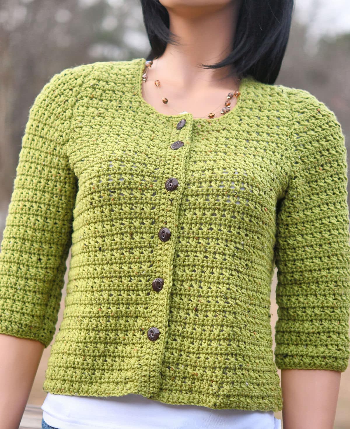 Crossed Stitch Button Front Cardigan Free Crochet Pattern