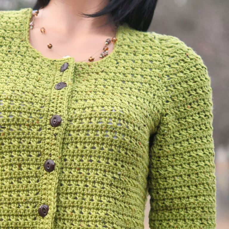 Crossed Stitch Button Front Cardigan Free Crochet Pattern