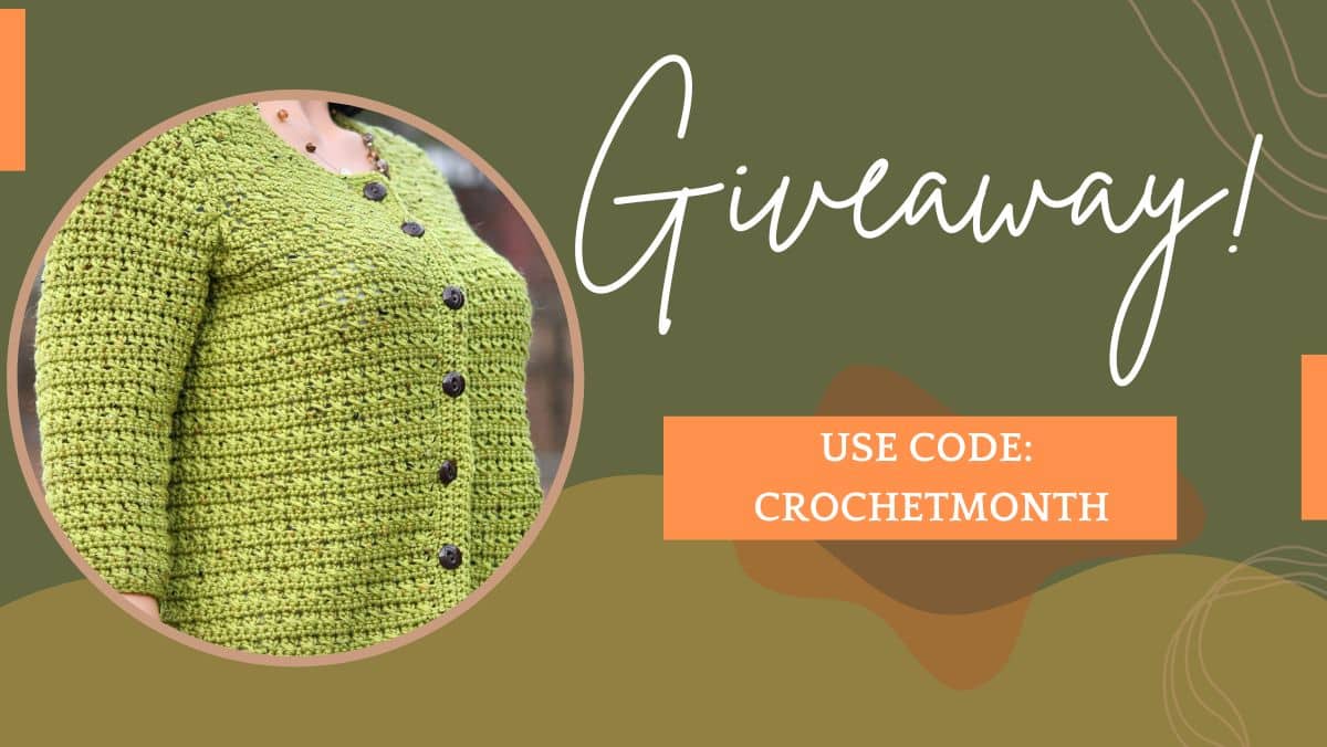 Crossed stitch women's crochet cardigan promotional material