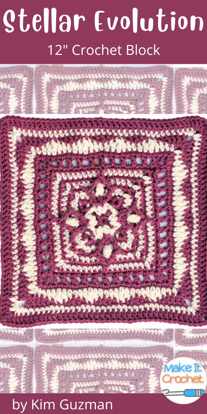 pinterest cover for Stellar Evolution Granny Square 12" two colors