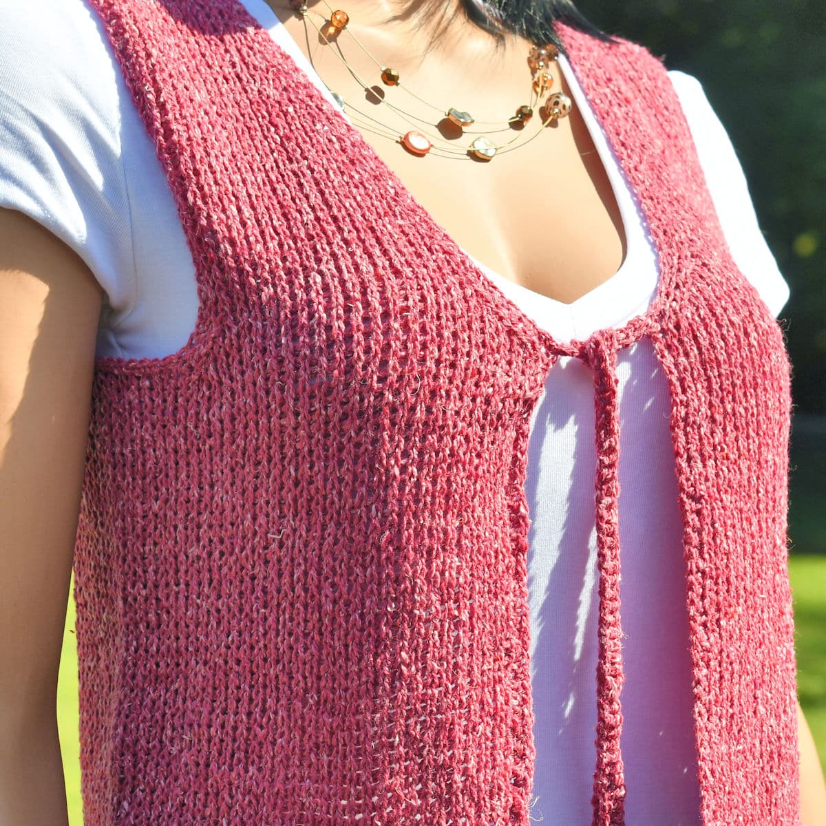 Easy Tie Front Vest Knit Look photo 1