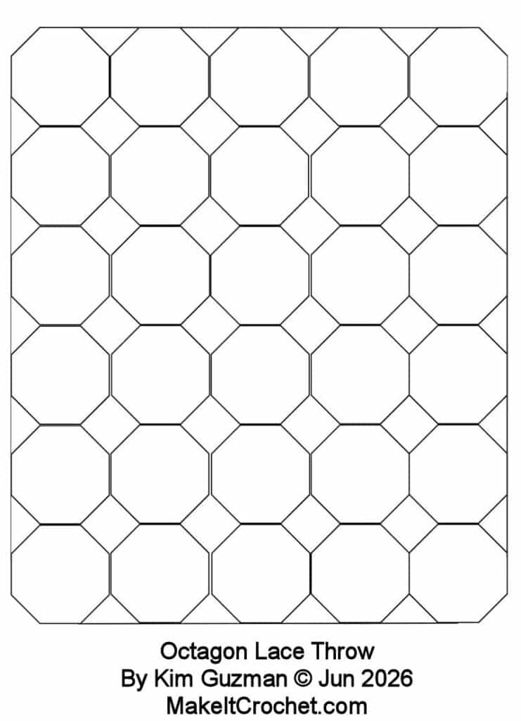line drawing for motif positions of octagon motif blanket