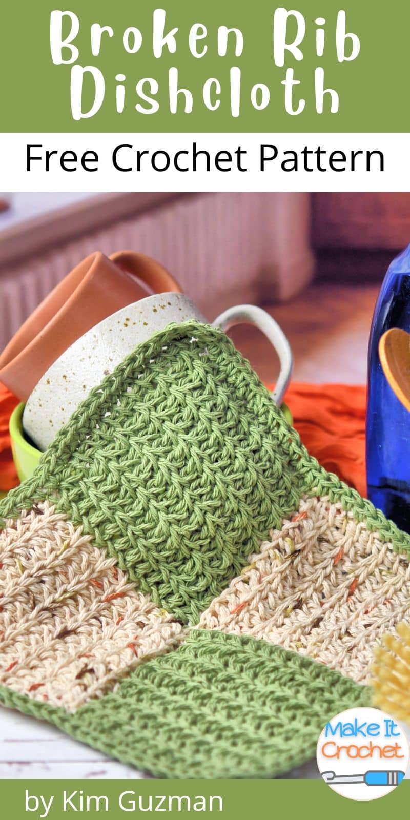Broken Rib Dishcloth pinterest thumbnail.